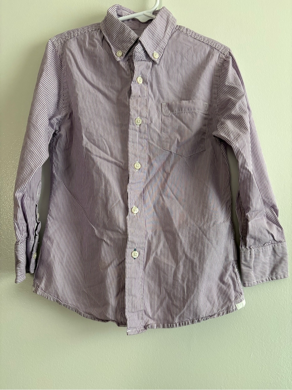 Crew cuts Kids Size 4-5 Purple Striped Button Down Long Sleeve Shirt